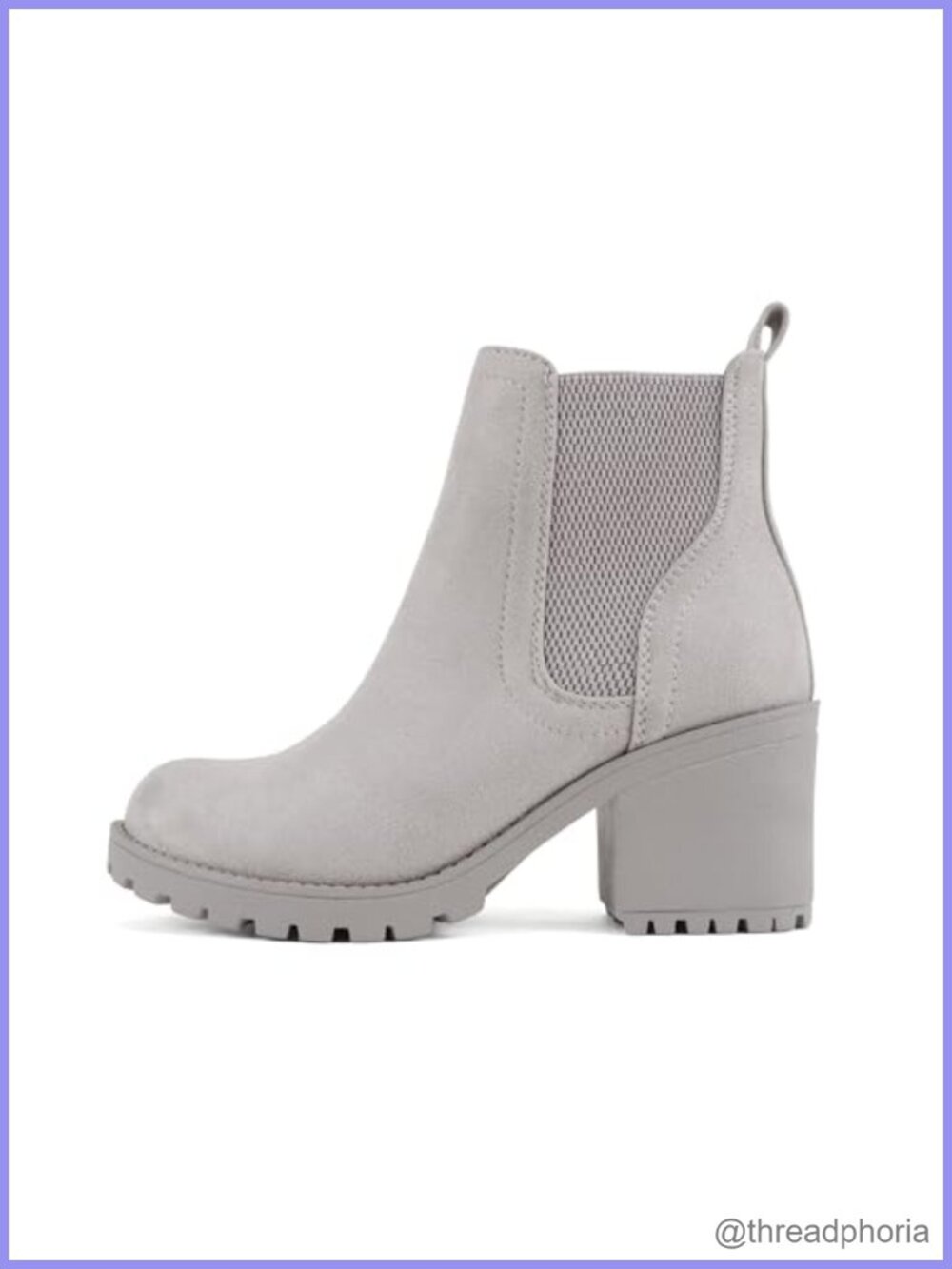 Women's Lug Sole Chelsea Ankle Boot Stacked Block Heel Elastic Gore